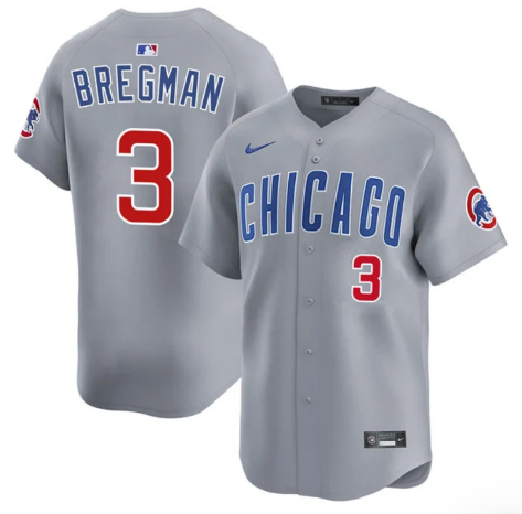 Chicago Cubs #3 Alex Bregman Gray 2026 Limited Stitched Baseball Jersey
