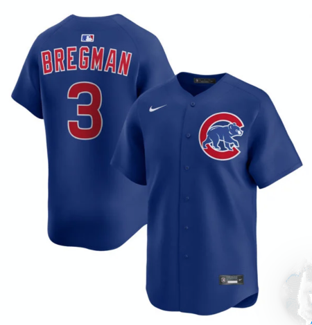 Chicago Cubs #3 Alex Bregman Royal Limited Stitched Baseball Jersey
