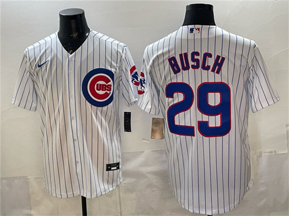 Chicago Cubs #29 Michael Busch White Cool Base Stitched Baseball Jersey