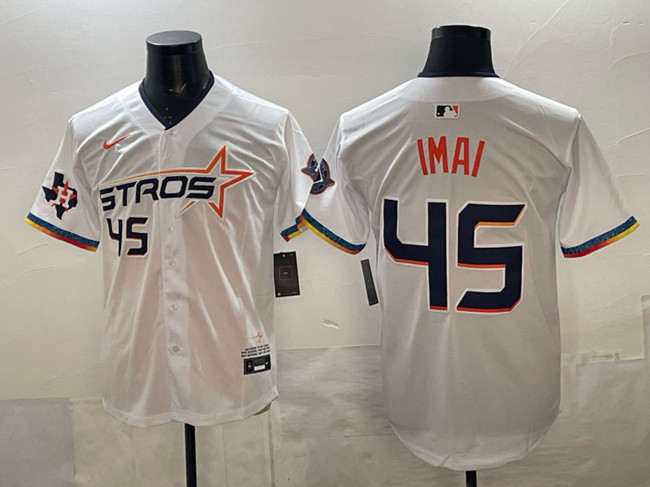 Houston Astros #45 Tatsuya Imai White 2025 City Connect With Texas Patch Limited Stitched Baseball Jersey