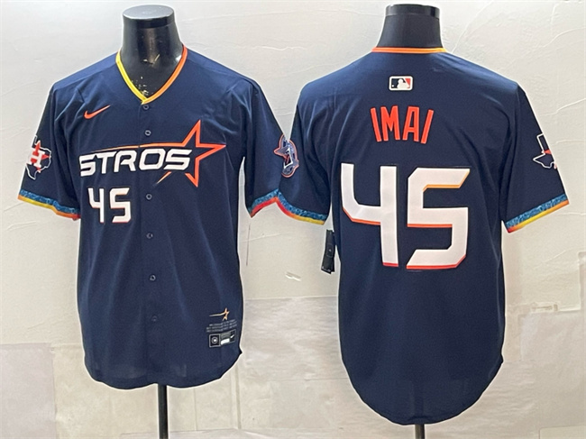Houston Astros #45 Tatsuya Imai Navy 2025 City Connect With Texas Patch Limited Stitched Baseball Jersey
