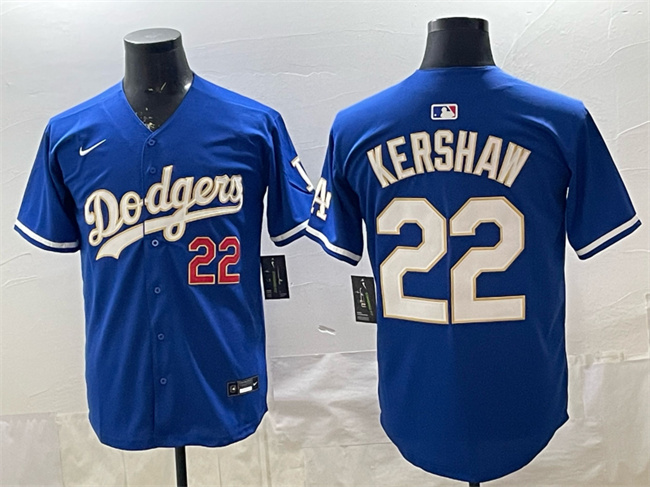 Los Angeles Dodgers #22 Clayton Kershaw Royal Limited Stitched Baseball Jersey