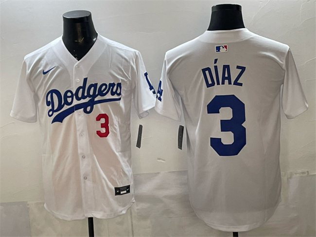 Los Angeles Dodgers #3 Edwin D??az White 2025 Limited Stitched Baseball Jersey