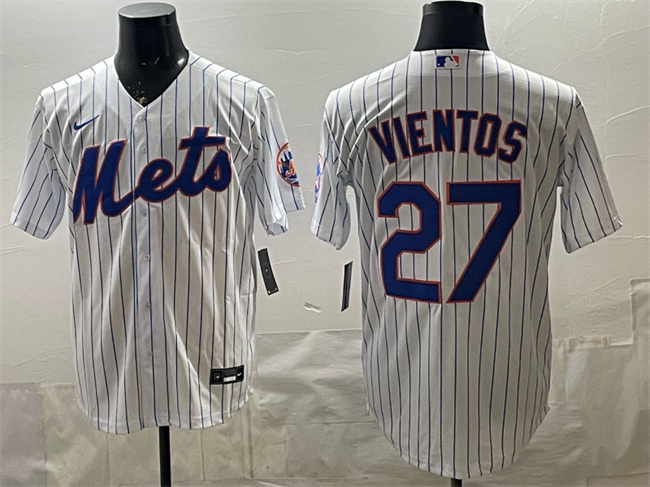 New York Mets #27 Mark Vientos White Cool Base Stitched Baseball Jersey