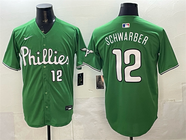 Philadelphia Phillies #12 Kyle Schwarber Green Limited Stitched Jersey