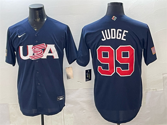 USA Baseball #99 Aaron Judge 2023 Navy World Baseball Classic Stitched Jersey USA Baseball #99 Aaron Judge 2023 Navy World Baseball Classic Stitched Jersey
