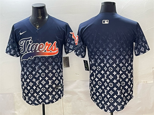 Detroit Tigers Blank Navy With Patch Vapor Premier Limited Stitched Baseball Jersey