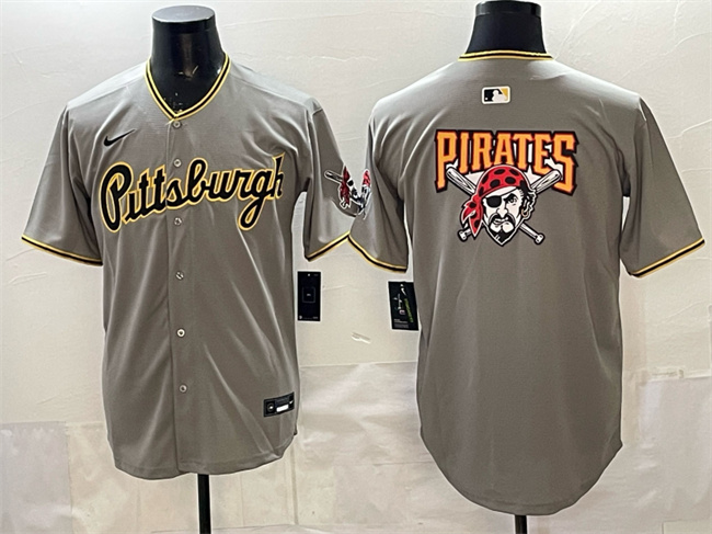 Pittsburgh Pirates Team Big Logo Gray Limited Stitched Baseball Jersey