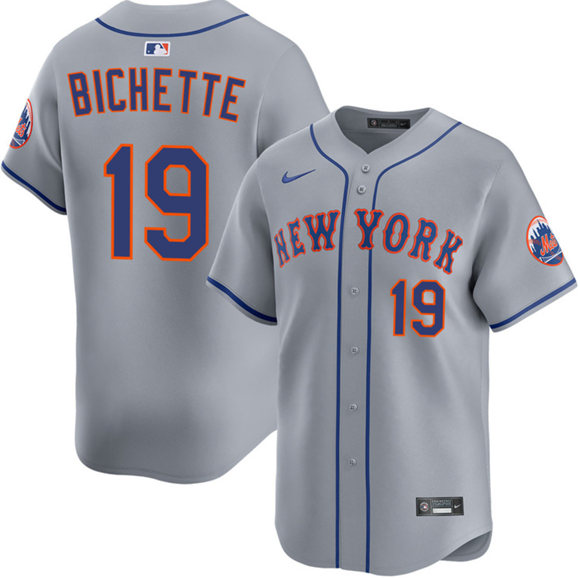 New York Mets #19 Bo Bichette 2026 Gray Limited Stitched Baseball Jersey