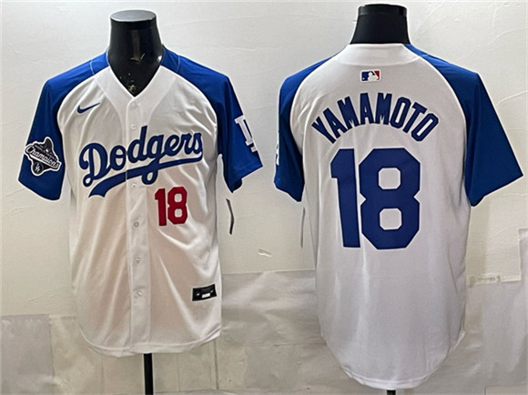 Los Angeles Dodgers #18 Yoshinobu Yamamoto White Royal 2025 World Series Limited Stitched Baseball Jersey