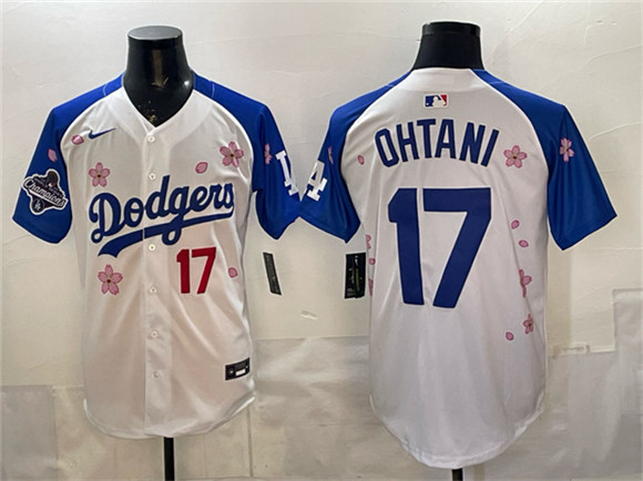 Los Angeles Dodgers #17 Shohei Ohtani White Royal 2025 World Series Champions Patch Tokyo Series Limited Stitched Baseball Jersey Los Angeles Dodgers #17 Shohei Ohtani White Royal 2025 World Series Champions Patch Tokyo Series Limited Stitched Baseball Jersey