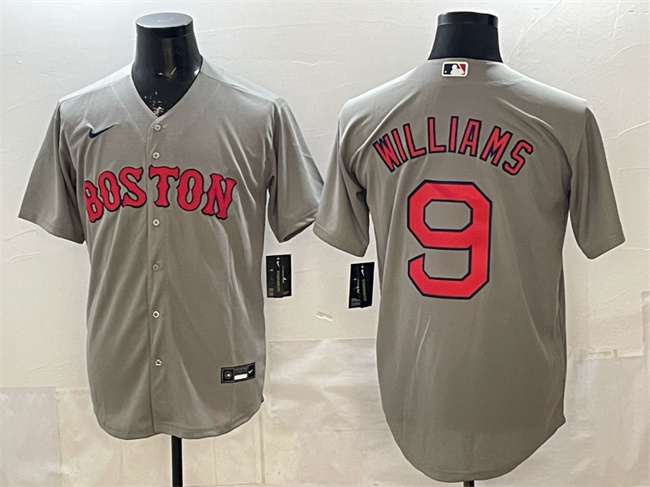 Boston Red Sox #9 Ted Williams Grey Cool Base Stitched Baseball Jersey