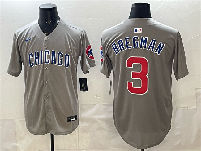 Chicago Cubs #3 Alex Bregman Grey Limited Stitched Baseball Jersey