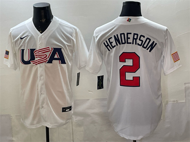 USA Baseball #2 Gunnar Henderson White World Baseball Classic Stitched Jersey