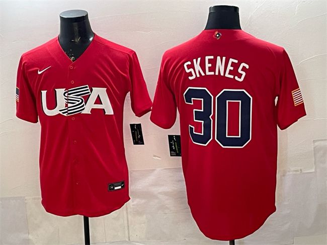 USA Baseball #30 Paul Skenes Red World Baseball Classic Stitched Jersey USA Baseball #30 Paul Skenes Red World Baseball Classic Stitched Jersey