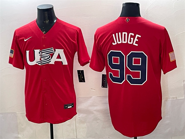 USA Baseball #99 Aaron Judge Red World Baseball Classic Stitched Jersey USA Baseball #99 Aaron Judge Red World Baseball Classic Stitched Jersey