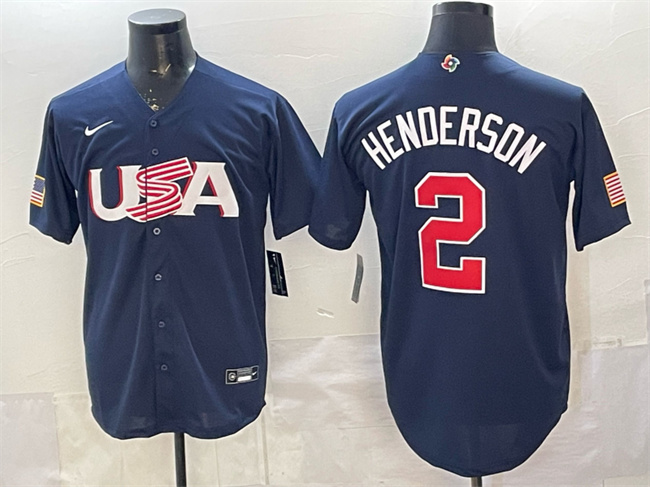USA Baseball #2 Gunnar Henderson Navy World Baseball Classic Stitched Jersey