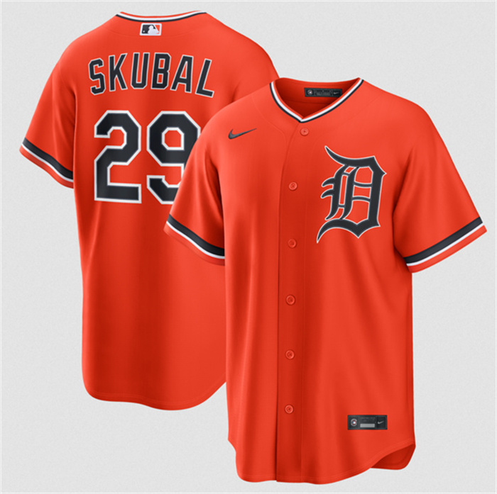Detroit Tigers #29 Tarik Skubal Orange Alternate Stitched Baseball Jersey
