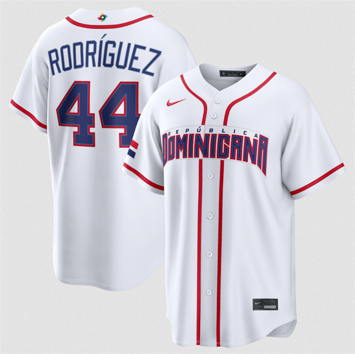 Dominican Republic Baseball #44 Julio Rodr??guez White 2026 World Baseball Classic Home Stadium Stitched Jersey