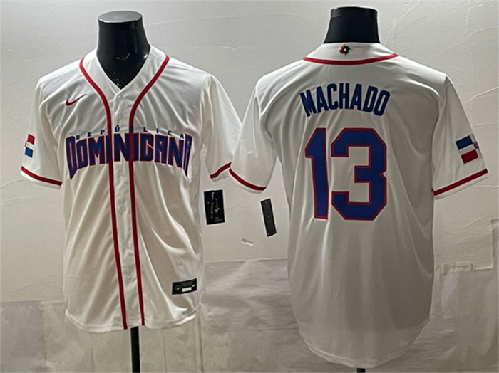 Dominican Republic Baseball #13 Manny Machado White 2026 World Baseball Classic Home Stadium Stitched Jersey