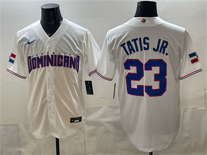 Dominican Republic Baseball #23 Fernando Tatis Jr. White World Baseball Classic Stitched Jersey