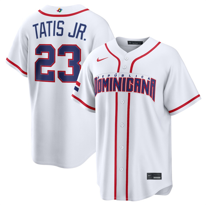 Dominican Republic Baseball #23 Fernando Tatis Jr. White 2026 World Baseball Classic Home Stadium Stitched Jersey