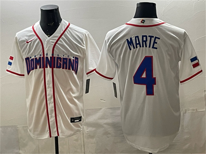 Dominican Republic Baseball #4 Ketel Marte White 2026 World Baseball Classic Home Stadium Stitched Jersey