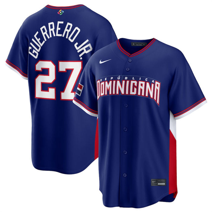 Dominican Republic Baseball #27 Vladimir Guerrero Jr. Navy 2026 World Baseball Classic Road Stadium Stitched Jersey