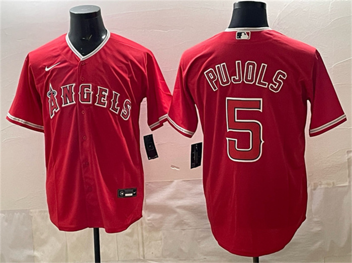 Los Angeles Angels #5 Albert Pujols Red Stitched Baseball Jersey