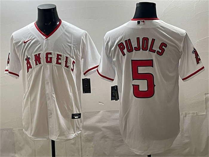 Los Angeles Angels #5 Albert Pujols White Stitched Baseball Jersey