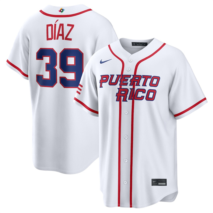 Puerto Rico Baseball #39 Edwin Diaz White 2026 World Baseball Classic Home Stadium Stitched Jersey