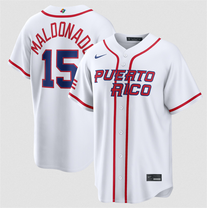 Puerto Rico Baseball #15 Martin Maldonado White 2026 World Baseball Classic Home Stadium Stitched Jersey