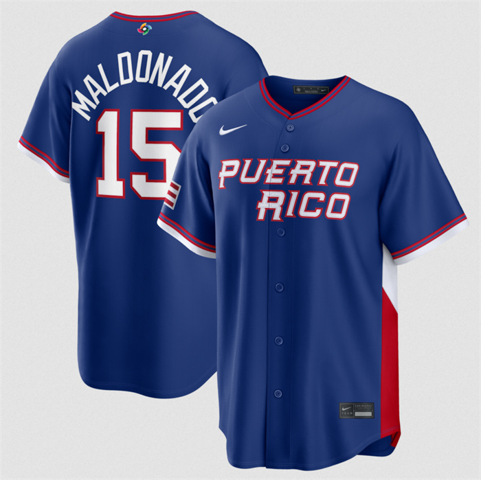 Puerto Rico Baseball #15 Martin Maldonado Blue 2026 World Baseball Classic Road Stadium Stitched Jersey