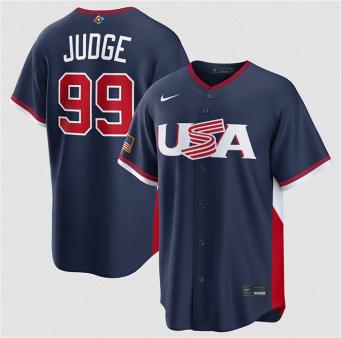 USA Baseball #99 Aaron Judge Navy 2026 World Baseball Classic Road Stadium Stitched Jersey USA Baseball #99 Aaron Judge Navy 2026 World Baseball Classic Road Stadium Stitched Jersey
