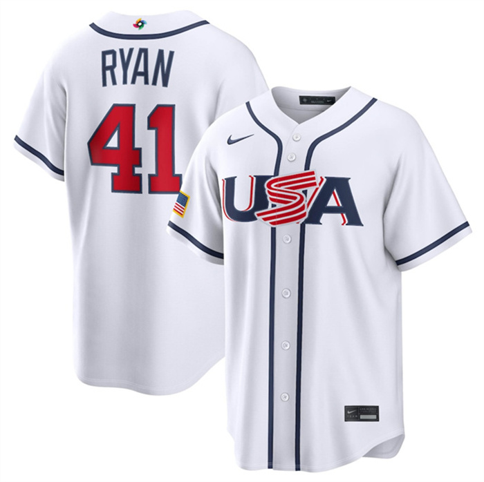 USA Baseball #41 Joe Ryan White 2026 World Baseball Classic Home Stadium Stitched Jersey USA Baseball #41 Joe Ryan White 2026 World Baseball Classic Home Stadium Stitched Jersey