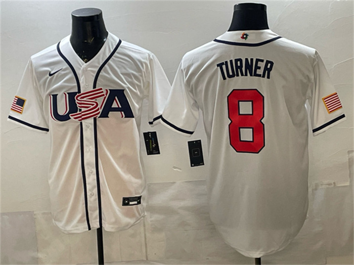 USA Baseball #8 Trea Turner White 2026 World Baseball Classic Home Stadium Stitched Jersey USA Baseball #8 Trea Turner White 2026 World Baseball Classic Home Stadium Stitched Jersey