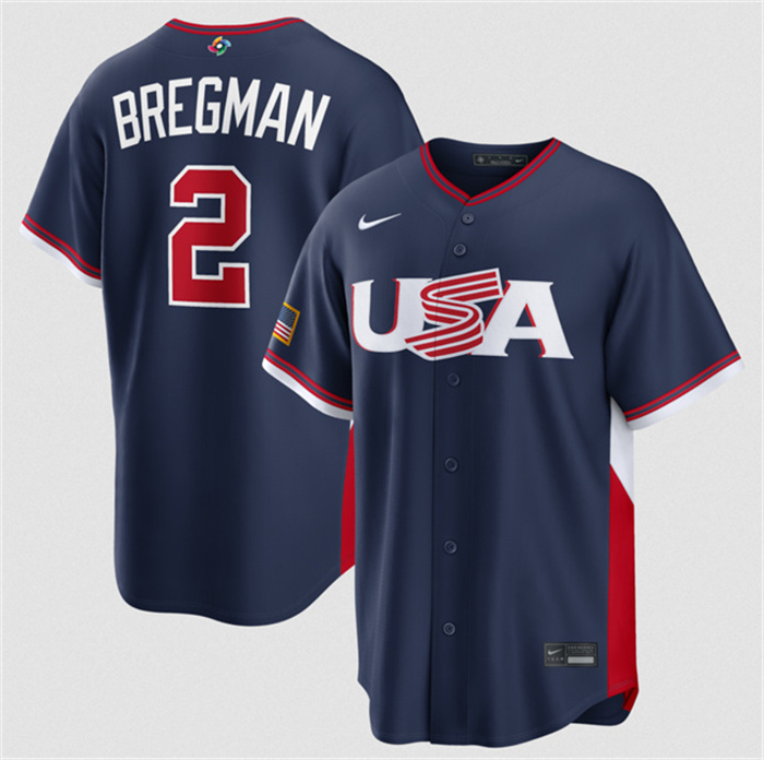 USA Baseball #2 Alex Bregman Navy 2026 World Baseball Classic Road Stadium Stitched Jersey
