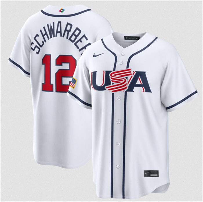 USA Baseball #12 Kyle Schwarber White 2026 World Baseball Classic Home Stadium Stitched Jersey