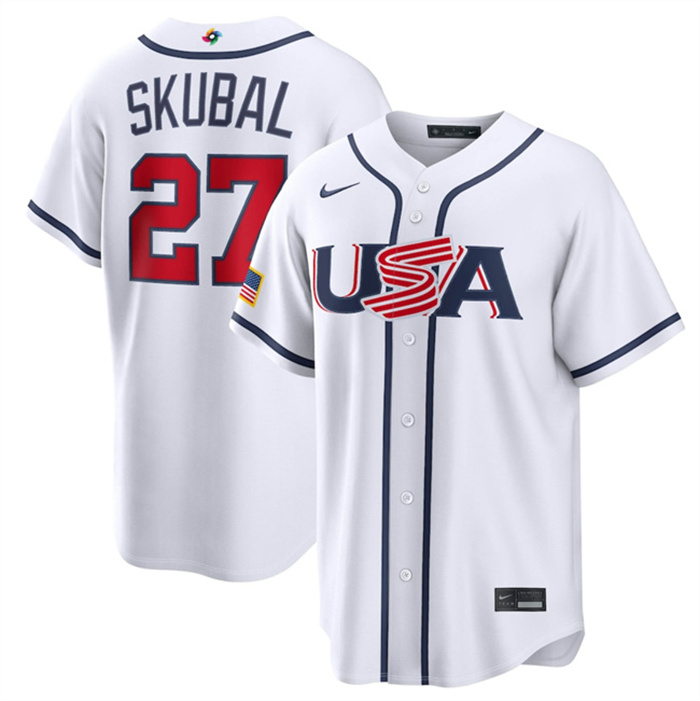 USA Baseball #27 Tarik Skubal White 2026 World Baseball Classic Home Stadium Stitched Jersey USA Baseball #27 Tarik Skubal White 2026 World Baseball Classic Home Stadium Stitched Jersey