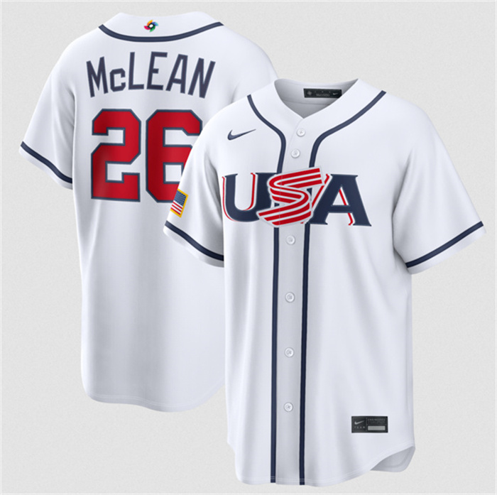 USA Baseball #26 Nolan McLean White 2026 World Baseball Classic Home Stadium Stitched Jersey