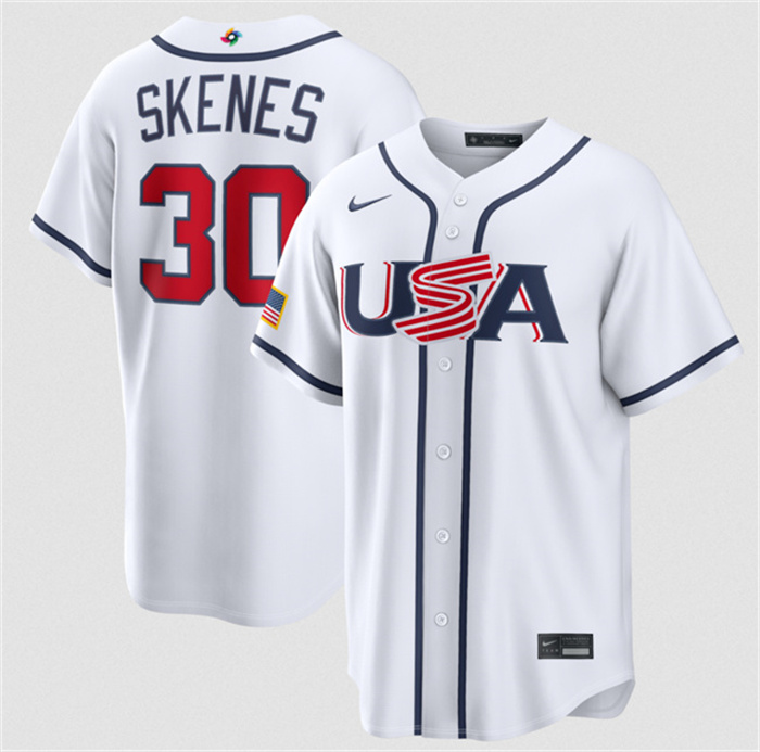 USA Baseball #30 Paul Skenes White 2026 World Baseball Classic Home Stadium Stitched Jersey USA Baseball #30 Paul Skenes White 2026 World Baseball Classic Home Stadium Stitched Jersey