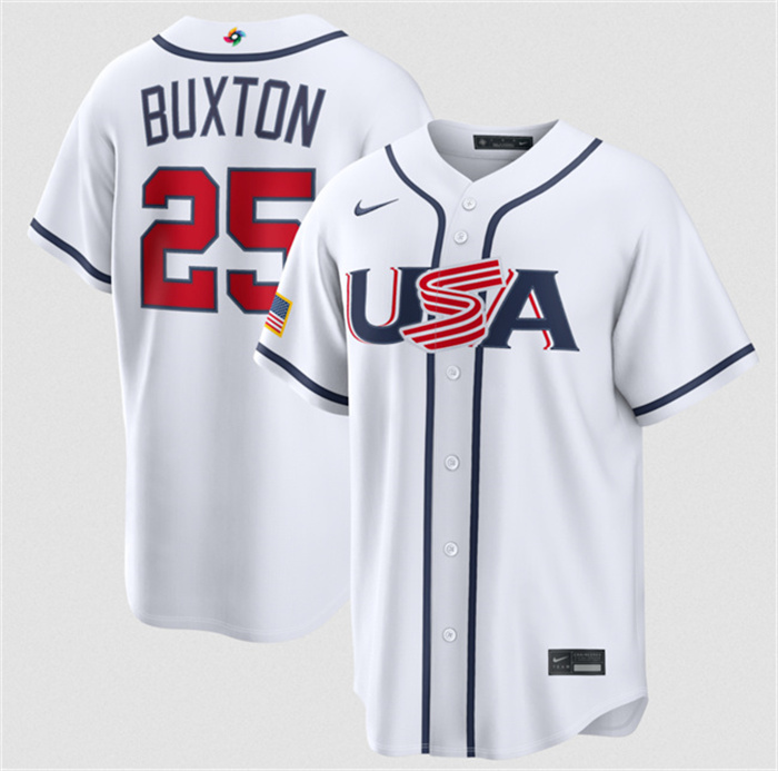 USA Baseball #25 Byron Buxton White 2026 World Baseball Classic Home Stadium Stitched Jersey