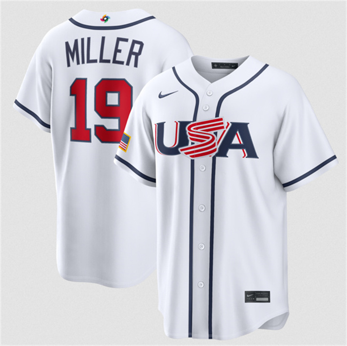 USA Baseball #19 Mason Miller White 2026 World Baseball Classic Home Stadium Stitched Jersey