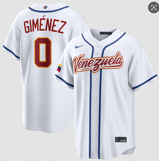 Venezuela Baseball #0 Andres Gimenez White 2026 World Baseball Classic Home Stadium Stitched Jersey