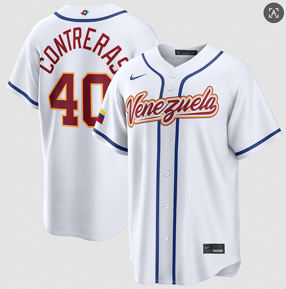 Venezuela Baseball #40 Willson Contreras White 2026 World Baseball Classic Home Stadium Stitched Jersey