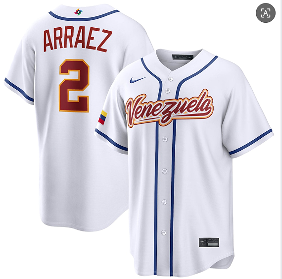 Venezuela Baseball #2 Luis Arraez White 2026 World Baseball Classic Home Stadium Stitched Jersey