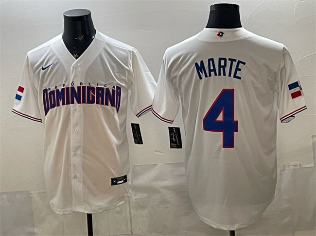 Dominican Republic Baseball #4 Ketel Marte White 2026 World Baseball Classic Home Stadium Stitched Jersey