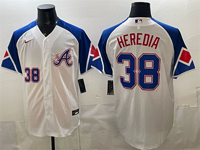 Atlanta Braves #38 Guillermo Heredia White 2023 City Connect Cool Base Stitched Baseball Jersey