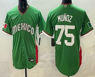 Mexico #75 Andres Munoz Green 2026 World Baseball Classic Cool Base Jersey