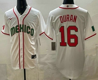 Mexico #16 Jarren Duran White 2026 World Baseball Classic Cool Base Jersey